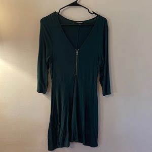 Emerald Green Express Dress with Zip Up Front